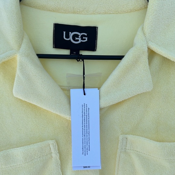 Yellow terry cloth UGG NWT cropped button down - Picture 3 of 5